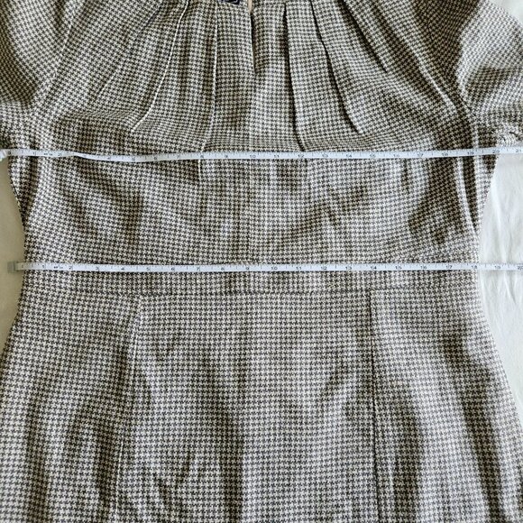 Johnnie-O retro look pintuck front LS houndstooth gray lined silk mini dress XXL - Picture 4 of 16